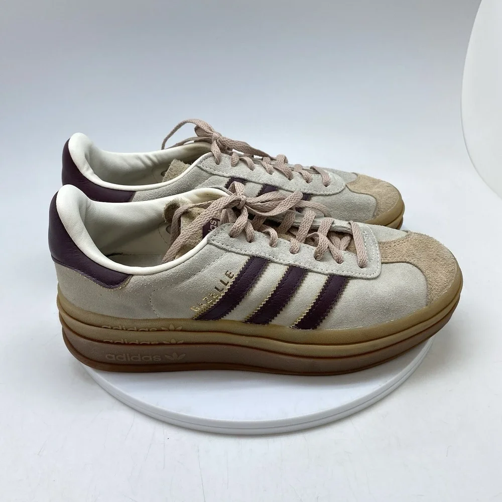 Adidas Sneakers Womens 7.5 Gazelle Bold JQ5127 Beige Suede Casual Platform Shoes